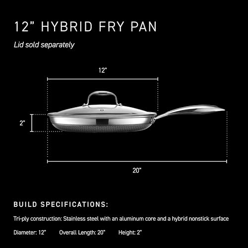 HexClad 12" Hybrid Nonstick Frying Pan, Dishwasher & Induction Safe - size: 12-inch, style: Pan