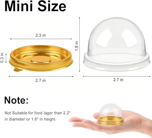 Zezzxu 50 Pack Mini Cake Containers with Lids, Gold Domes - color: Gold, style: 50 Pack