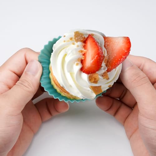 Silicone Cupcake Liners 34 Pack Baking Cups Muffin Liners Nostick Cake Molds Bento Lunch Box Dividers - style: 34 Pack Cupcake Liners