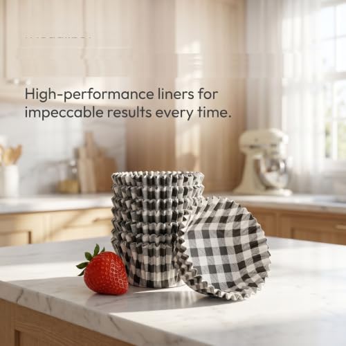 Black Checkered Cupcake Liners,100Pcs Baking Cups for Party Decorations