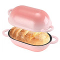 5 QT Enameled Cast Iron Sourdough Bread Oven, Loaf Pan with Lid - color: Pink, size: 5 QT