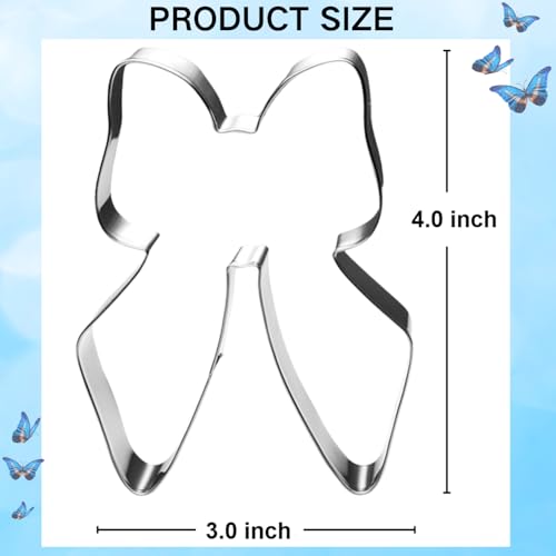Bow Cookie Cutter with Ribbon- 4 Inch - Dishwasher Safe - Metal Cookie Cutter for Baking - Perfect for Baby Shower, Birthday, Wedding, and Holiday Cookies