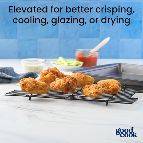 GoodCook Nonstick Carbon Steel Baking Pan & Raised Wire Rack, 15x10.5-Inch - size: 15 x 10.5-Inch