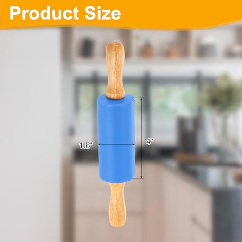 uxcell 4 Inch Silicone Rolling Pin Small Dough Roller Blue - color: Blue, size: 4 Inch