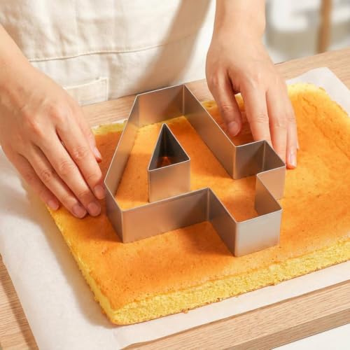 ZADE 14 Inch 304 Stainless Steel Large Size Number Cake Mousse Mold Number 4 Tiramisu Cheesecake Mold Cookie Cutter Bakeware 3D Cake Baking Pan for Birthday and Baking, Party - size: #4,14 inch