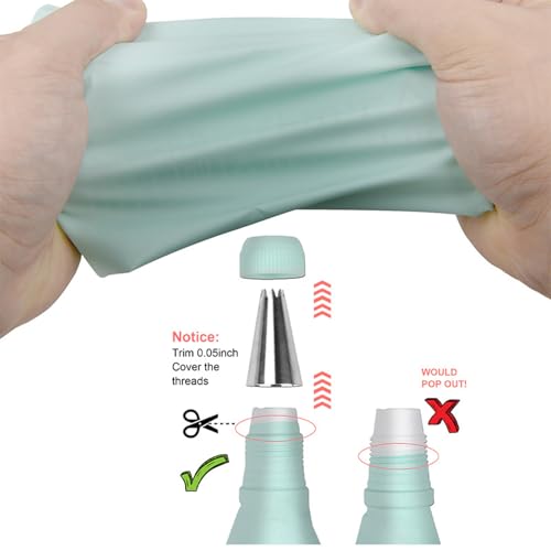 20 Inch Piping Bags Reusable, Silicone Pastry Bags Set, Large Cake Decorating Bag, 2 PCS Icing Frosting Bags for Cake, Dessert, Pastry, Cookies,Cupcake, DIY Baking Tools, Green