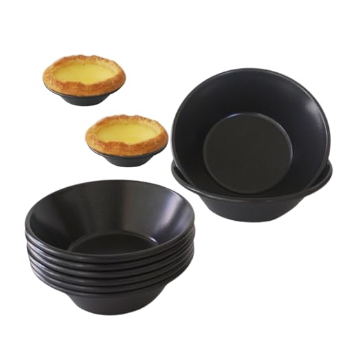 3 Inch Pastel de Nata Tins, Carbon Steel Egg Tart Mold 8 Pack - color: Black