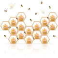 Fairysandy 12 Pcs Mini Honeycomb Cupcake Stand 50 Tiny Wooden Bee, Wood - color: Wood Color