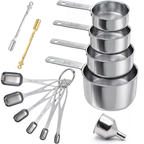 13pcs Stainless Steel Measuring Cups and Spoons Set for Spice Jars - size: 13PCS