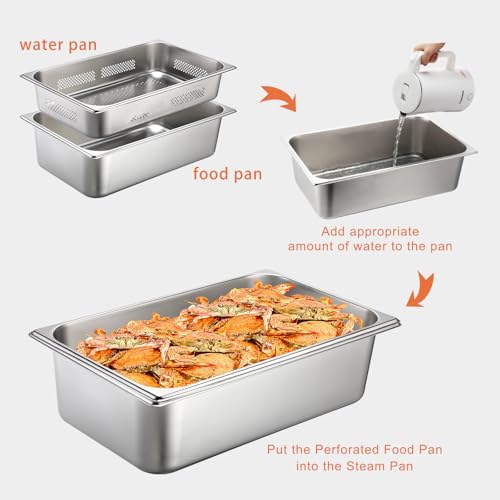 Tioncy 2 Pack Perforated Hotel Pans Set, Full Size, 4 Inches, 6 Inches - size: 4 Inches, 6 Inches