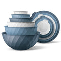 COOK WITH COLOR Mixing Bowls with Lids - 12 Piece Plastic Nesting Bowls Set includes 6 Prep Bowls and 6 Lids, Microwave Safe Mixing Bowl Set, Denim Diamond - color: Denim Diamond