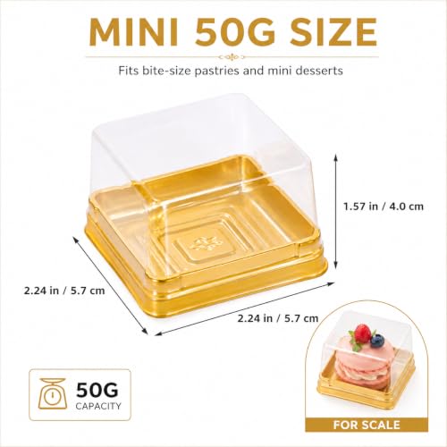DOITOOL 100 Pcs Mini Cake Containers 2.24 Inch Mooncake Packaging Boxes - color: Golden(S)