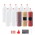 10 Pack 12 oz Plastic Squeeze Bottles with Red Tip Caps - size: 12 Ounces (Pack of 10)