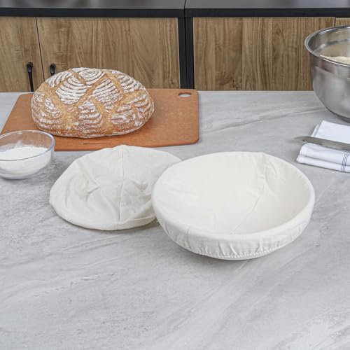 Restaurantware 9 In Rattan Banneton Proofing Baskets, 2 Liners, 10 Ct - size: Round-10 Count