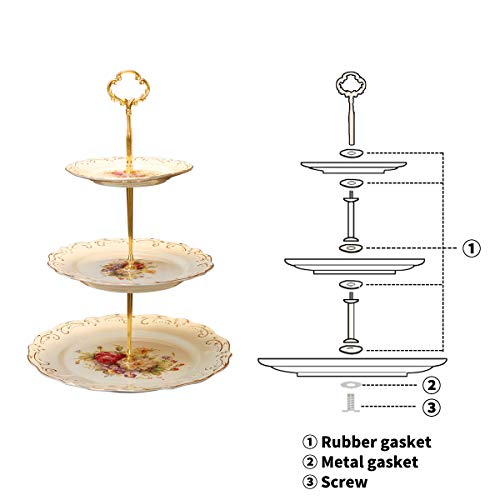 YOLIFE 3 Tiered CupCake Stand, 6-8-10 inch Flowering Shrubs Pattern - color: Flowering Shrubs