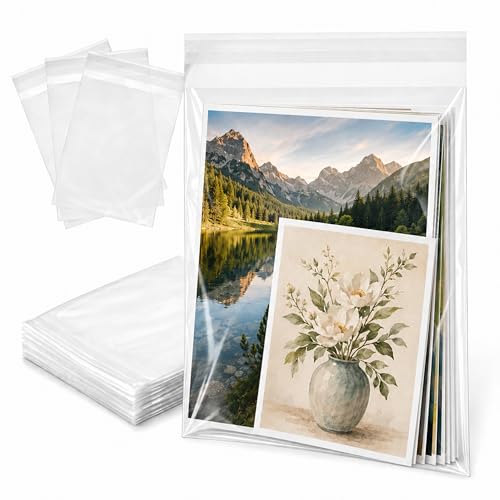 Clear Cello Bags 8x10 in Adhesive, 200 Count - size: 8 x 10 Inch