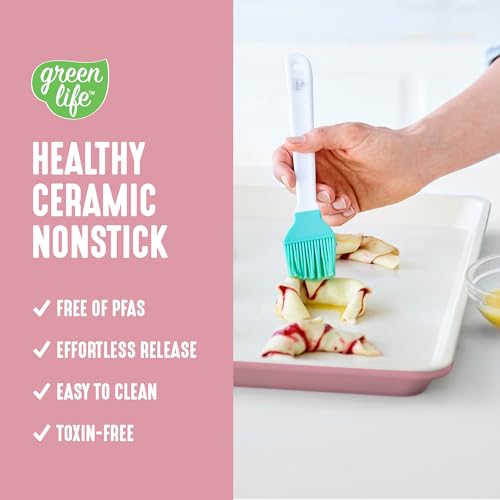 GreenLife 18” x 13” Ceramic Nonstick Half Cookie Sheet, Pink - color: Pink, size: 18" x 13" Half Baking Sheet