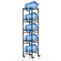 5 Gallon Water Jug Holder with 4 Locking Casters, 5-Tiers Water Jug Stand - size: 5 Tier-Single Row