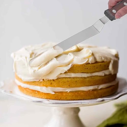 Offset Spatula, 10 Inch Stainless Steel Blade with Wood Handle for Cake Decorating and Icing - size: 10 Inch