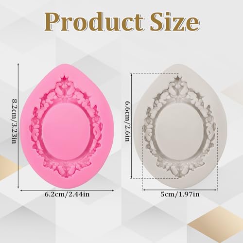 Jeffdad 2 PCS Photo Frame Silicone Molds, Photo Frame Fondant Molds