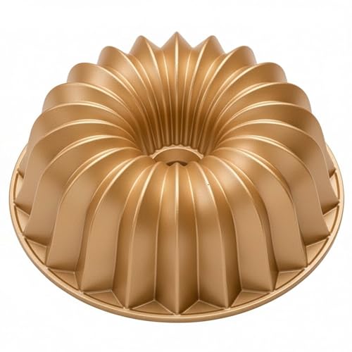 NutriChef Cake Pan - 10 Cups Die Cast Fluted Aluminum Cake Mold, Nonstick for Easy Release and Even Bake, Durable Design, Ideal for Desserts and Casseroles - style: Lines