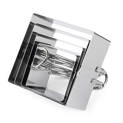 HULISEN Square Biscuit Cutter Set 4-Pc, Cookie Cutters with Handle - style: Square