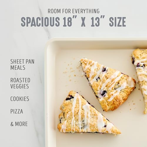 GreenLife Bakeware 18” x 13” Half Cookie Sheet Baking Pan, Non-Toxic PFAS-Free Healthy Ceramic Nonstick, Oven Safe to 450°F, Easy Release, Even Heating, Easy Clean, Gray - color: Gray, size: 18" x 13" Half Baking Sheet