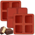 JOERSH Square Cake Silicone Molds, 3 Pack, 2.6" x 2.6" x 1.1" - color: 3 Pcs: 4 Cups, 2.6x2.6x1.1 Inch