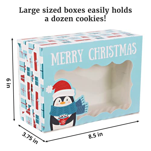 Christmas Cookie Boxes - 12 Pack - Assorted Bakery Gift Boxes with Window - color: Christmas Characters