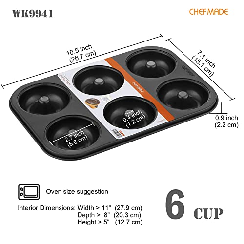 CHEFMADE Donut Pan, Nonstick 6 Cavity Ring Doughnut Pan for Baking Cookies Bagel (Black) - style: 6 Cavity Donut