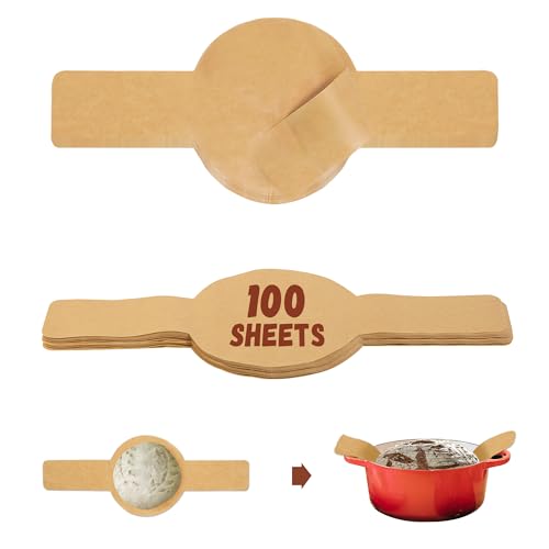 Parchment Paper for Sourdough Baking 8" Round 100 Sheets with Long Handles - color: Unbleached, size: 100sheets
