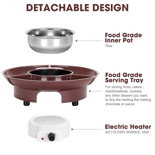 10oz MINI Electric Chocolate Melting Pot, Melting Fondue Set with 6PCS Forks, Cute Chocolate Fondue Fountain, Warmer Machine for Milk Chocolate, Cheese, Butter, Candy (Coffee)