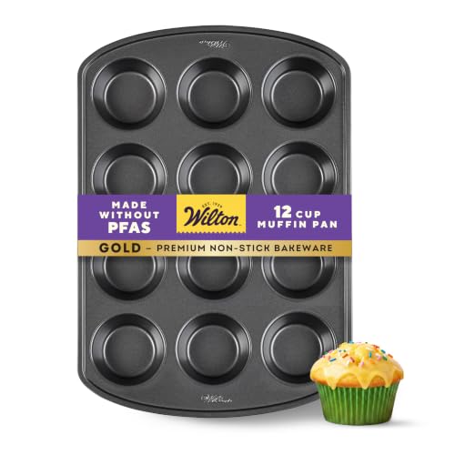 Wilton Gold Non-Stick Muffin Pan, Made Without PFAS, 12-Cup - size: Standart: 10.5 x 15 x 2 in. 12-cup pan