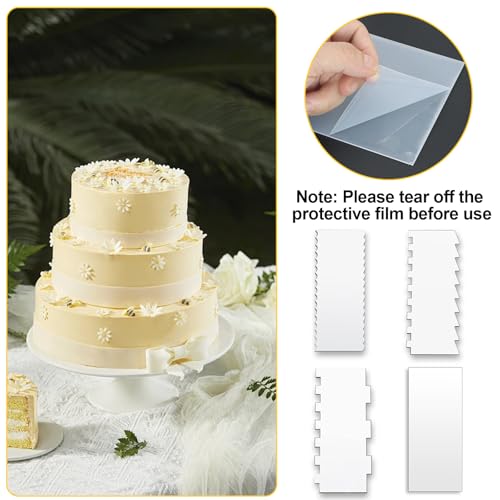 Cake Scraper,4PCS Clear Acrylic Cake Decorating Scraper Set