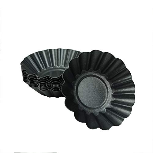 12 Pack Egg Tart Pan, Small Nonstick Carbon Steel Tartlet Tins - size: bigger 3"