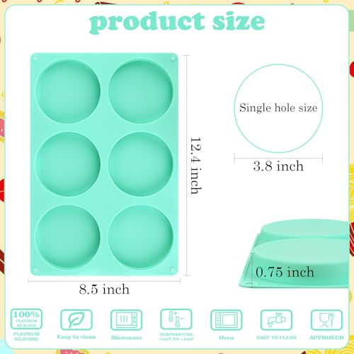 3Pcs Silicone Muffin Top Pan, 4Inch Round Molds for Baking