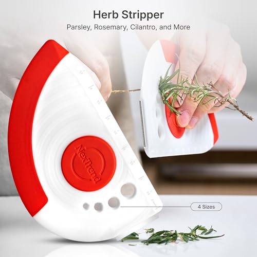NexTrend red 5-in-1 flexible dough and bowl scraper with stainless-steel edge and integrated ruler - color: Red
