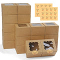 WINKIO Cookie Boxes with Window, Small Bakery Boxes for Dessert Pastry - color: brown