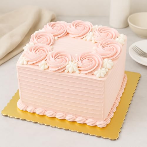 12" x 12" Gold Square Scalloped Cake Boards – Heavy Duty Solid Paperboard Cake Base, Thick & Rigid – 25-Pack - color: Gold, size: 12 Inch x 12 Inch