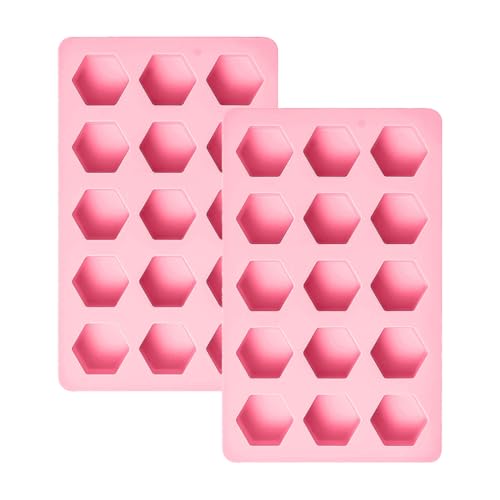 2-Pack Hexagon Shape Candy & Chocolate Silicone Molds, Non-stick, Pink - size: Hexagon