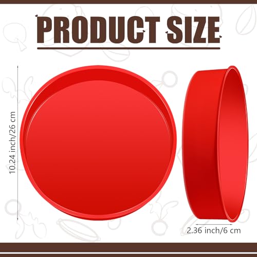 Teenyyou 2 Pcs Silicone Cake Pan Round Baking Cake Molds Non-stick Quick Release Suitable for Cheesecake Puddings Party Favors(Red,10 Inches)