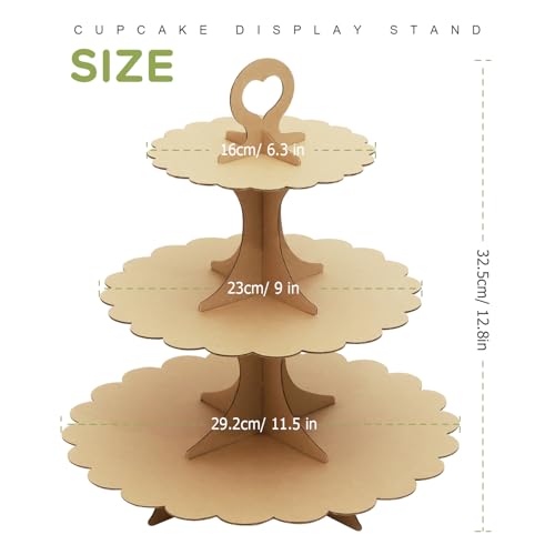 Brown Cupcake Stand 3-Tier 2-Pack, Kraft Paper Display Tower - color: Brown 2 Pack