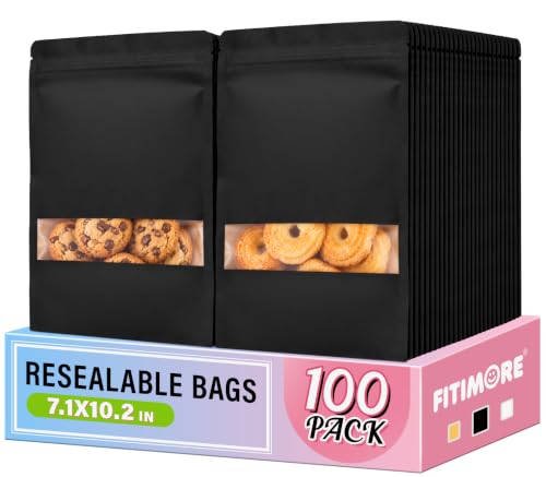 100 PC Resealable Bags for Small Business, Trail Mix Bag|7.1x10.2in - color: Black, size: 7.1x10.2in