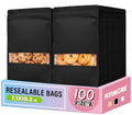 100 PC Resealable Bags for Small Business, Trail Mix Bag|7.1x10.2in - color: Black, size: 7.1x10.2in