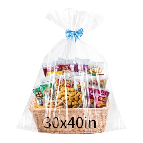 woric Large Cellophane Bags 30x40 Inch Clear Cellophane Wrap 6PCS - size: 30x40 Inch
