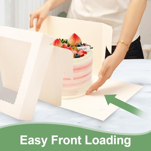 2 Pack Cake Boxes with Window, 12x12x8 Inches, for Wedding Birthday