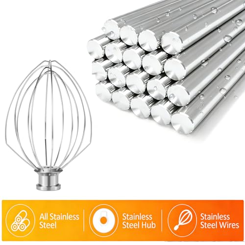 K5AWW Wire Whip for KitchenAid 5 Qt Bowl-Lift Mixer - Heavy Duty 6-Wire Stainless Steel Whisk Attachment - Dishwasher Safe for Whipping Cream, Eggs, Frosting & Cake Batter - size: Medium(K5AWW)