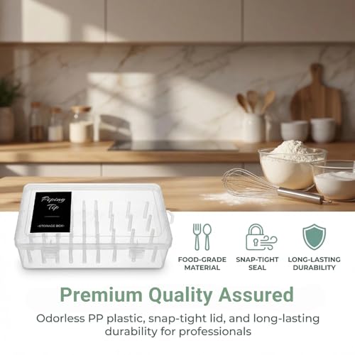 2-Pack Piping Tips Storage Box with Fixed Pins and Labels - color: Clear