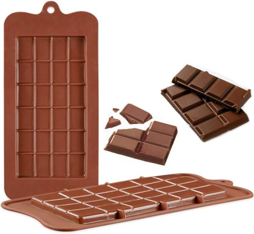 Break-Apart Chocolate Molds, 3 Pack Food Grade Non-Stick Silicone Chocolate Bar Mold, Candy Bar Energy Bar Molds for Protein and Energy DIY Handmade Gifts