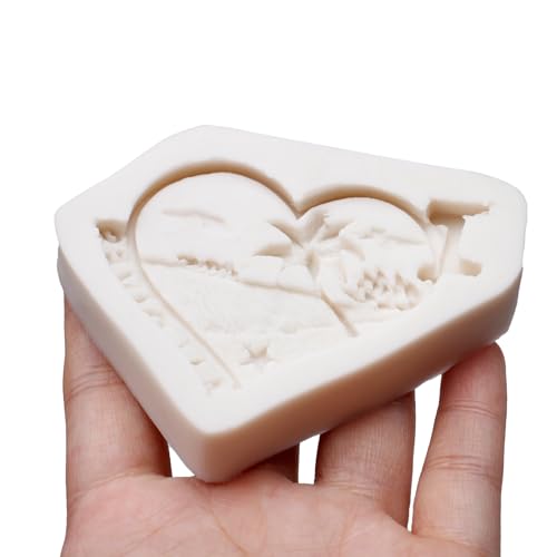 Silicone Heart Shape Tropical Scenery Theme Molds - color: Light White